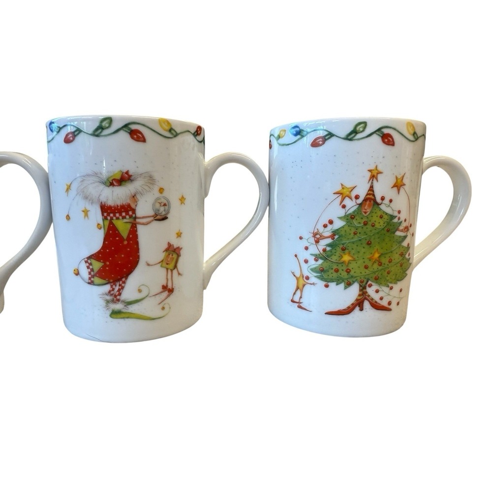 DEPT 56 Christmas Krinkles 4 Mug Set #37958 Vintage NWT Patience Brewster - Picture 3 of 9